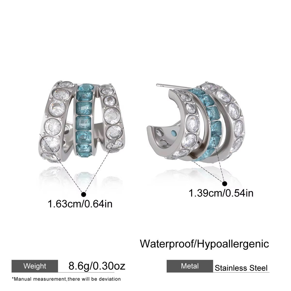 riple-Band Crystal Huggie Hoop Earrings