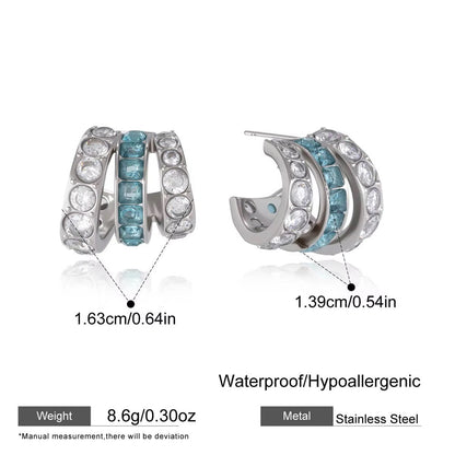 riple-Band Crystal Huggie Hoop Earrings