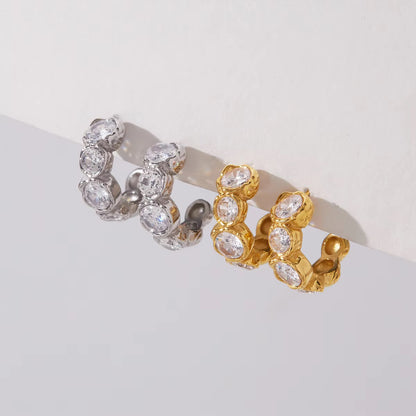 Bezel-Set Crystal Graduated Half-Hoop Earrings