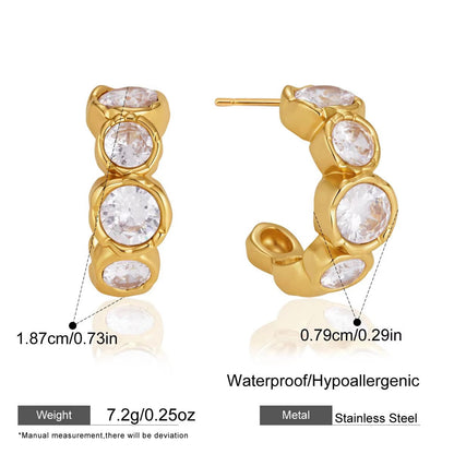 Bezel-Set Crystal Graduated Half-Hoop Earrings