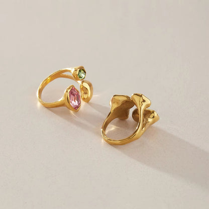 Multi-Stone Molten Geometric Ring
