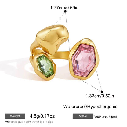 Multi-Stone Molten Geometric Ring