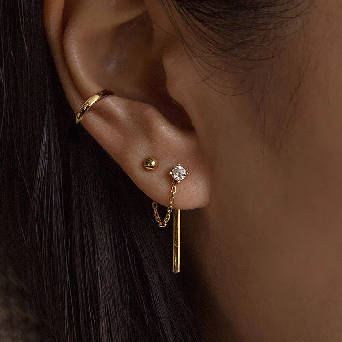 Pearl & CZ Convertible Dangle Ear Jacket Earrings