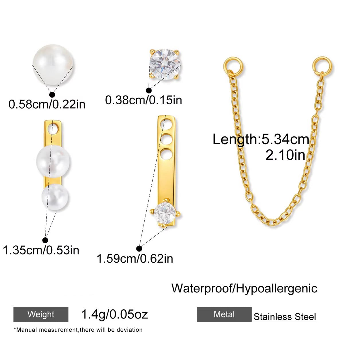 Pearl & CZ Convertible Dangle Ear Jacket Earrings