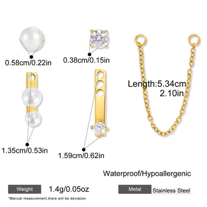 Pearl & CZ Convertible Dangle Ear Jacket Earrings