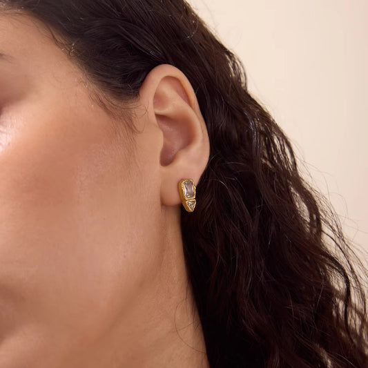 Geometric Crystal Stud Earrings