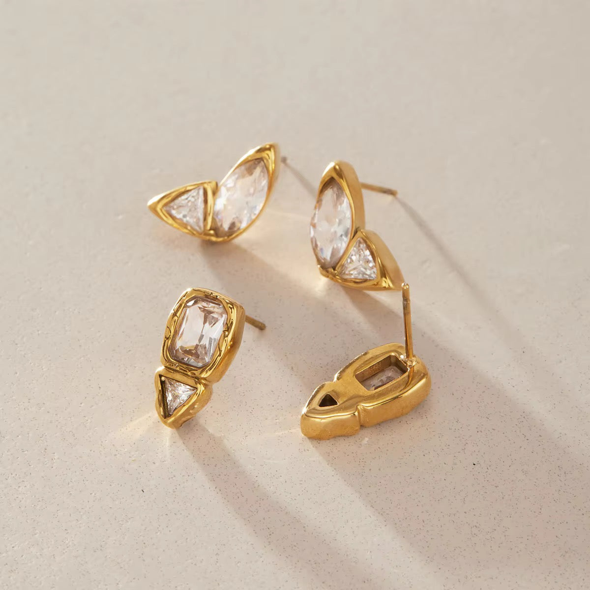 Geometric Crystal Stud Earrings