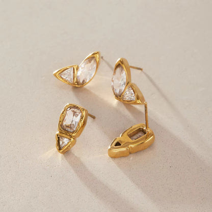 Geometric Crystal Stud Earrings