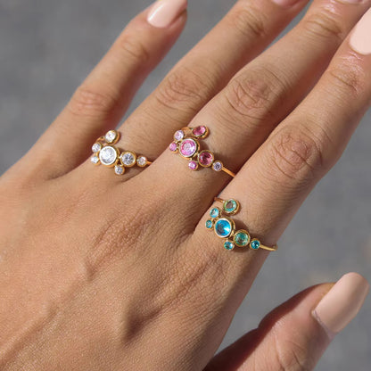 Bubbling Crystal Cluster Adjustable Ring