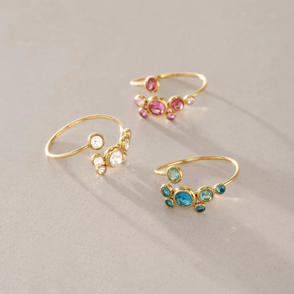 Bubbling Crystal Cluster Adjustable Ring