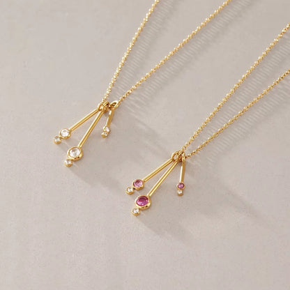 Pink Crystal Waterfall Bar Pendant Necklace