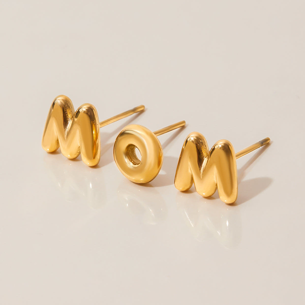 Puffy Letter Stud Earrings