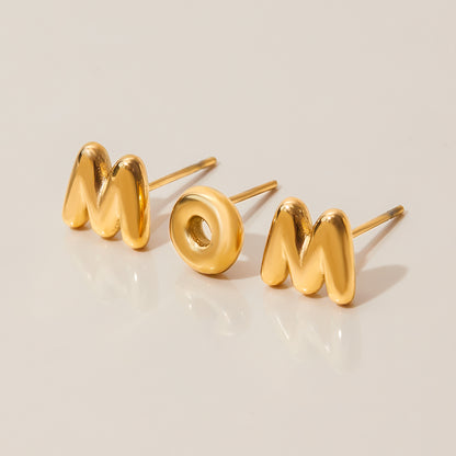 Puffy Letter Stud Earrings