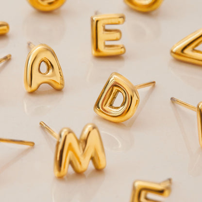 Puffy Letter Stud Earrings