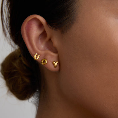 Puffy Letter Stud Earrings