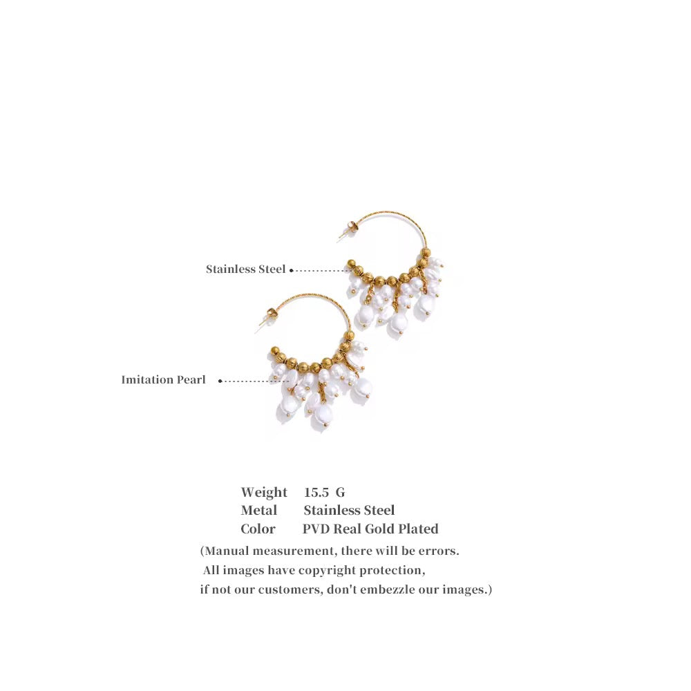 Aphrodite Pearl Fringe Hoops
