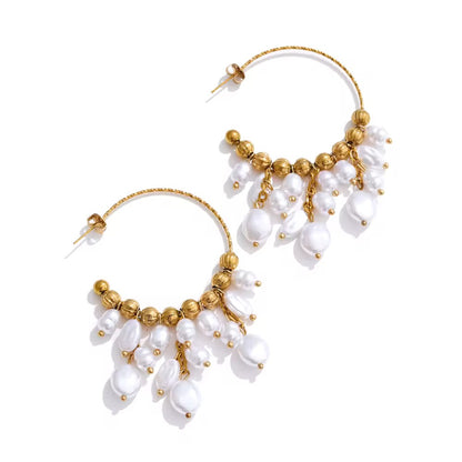 Aphrodite Pearl Fringe Hoops