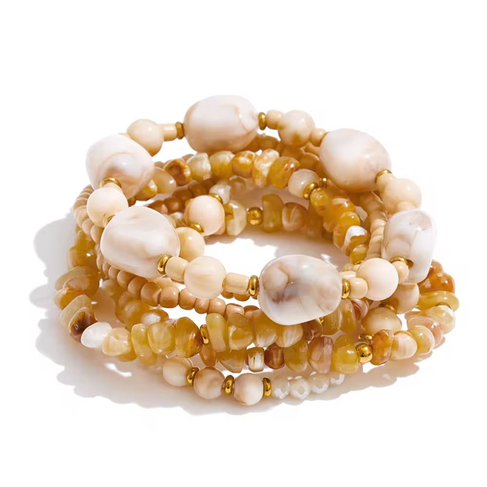 Amber Horizon Multi-Layer Bracelet Set