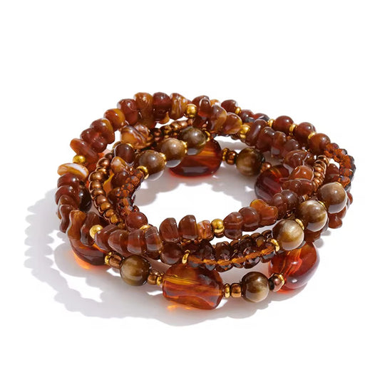 Amber Horizon Multi-Layer Bracelet Set