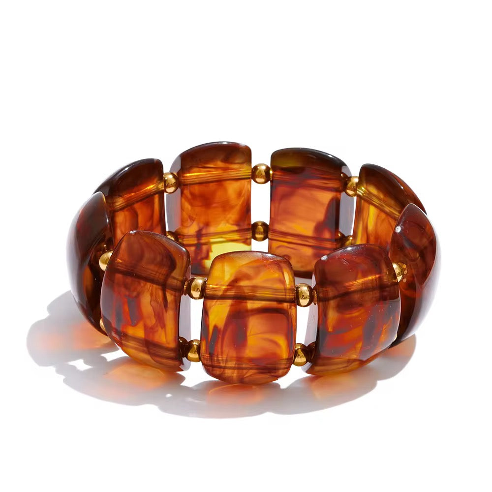 Crimson Marble Resin Statement Bracelet