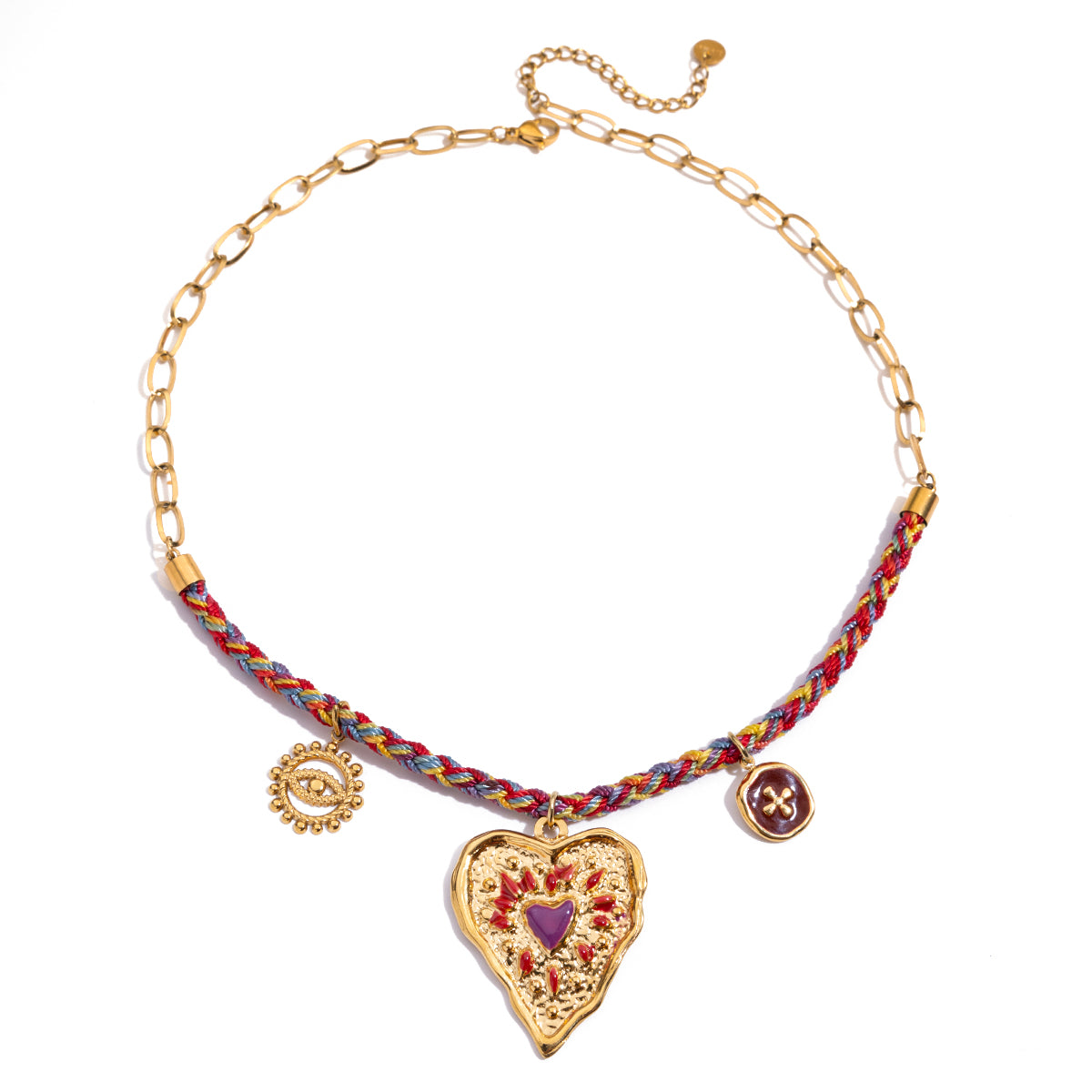 Braided Statement Heart Choker Necklace