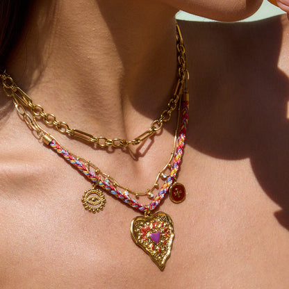 Braided Statement Heart Choker Necklace