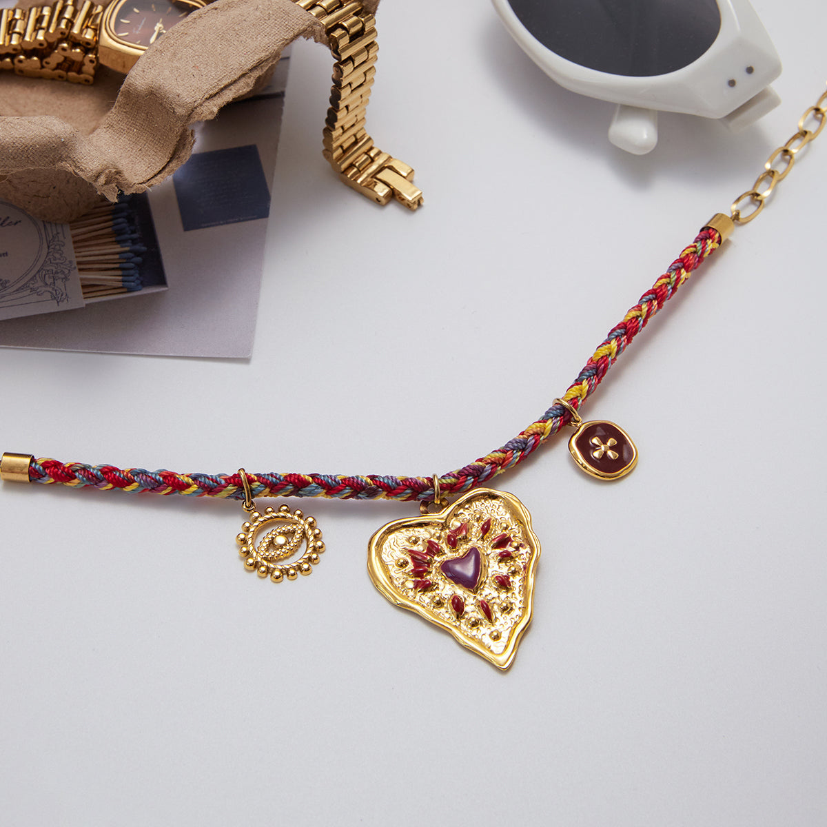 Braided Statement Heart Choker Necklace