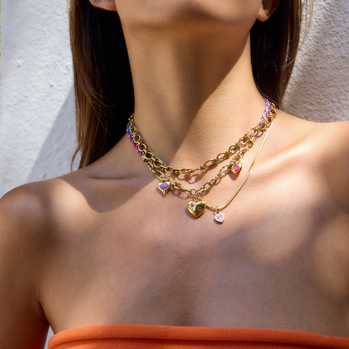 Braided Heart Charm Choker Necklace