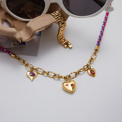 Braided Heart Charm Choker Necklace