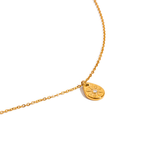 Tiny Teardrop Sun Pendant Necklace