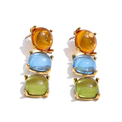 Aurora Triple Stone Drop Earrings
