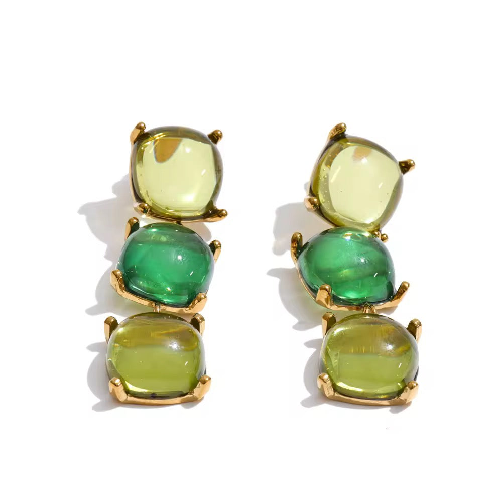 Aurora Triple Stone Drop Earrings