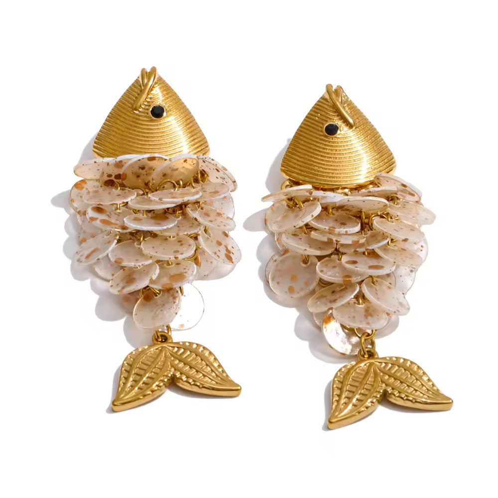 Ocean Bloom Fish Drop Earrings