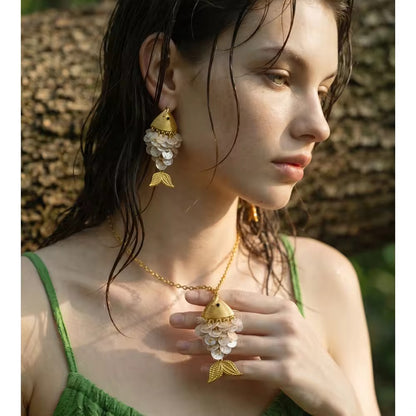 Ocean Bloom Fish Drop Earrings
