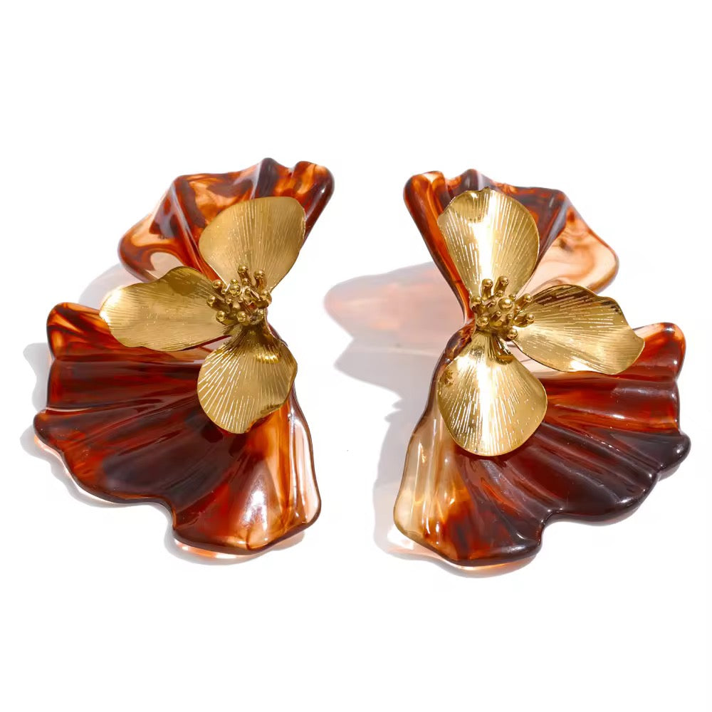 Golden Orchid Earrings
