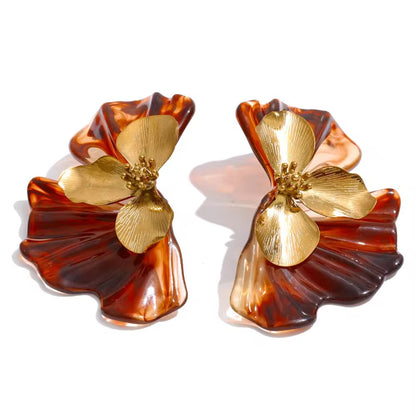 Golden Orchid Earrings