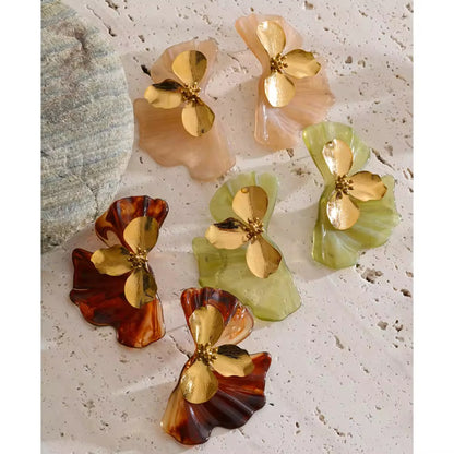 Golden Orchid Earrings