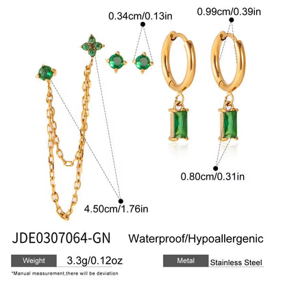 Emerald Trinity Ear Stack Set