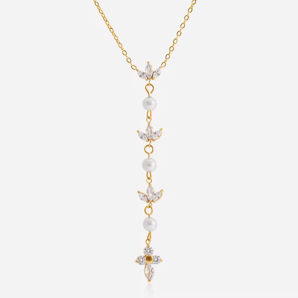 Pearl Cascade Lariat Necklace