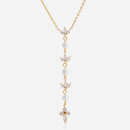 Pearl Cascade Lariat Necklace
