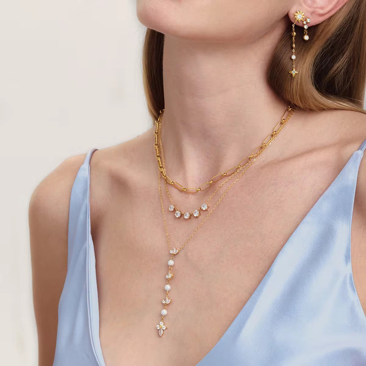 Pearl Cascade Lariat Necklace