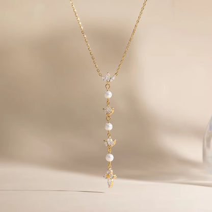 Pearl Cascade Lariat Necklace