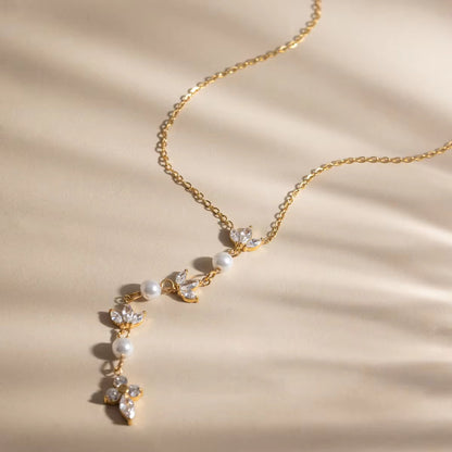 Pearl Cascade Lariat Necklace
