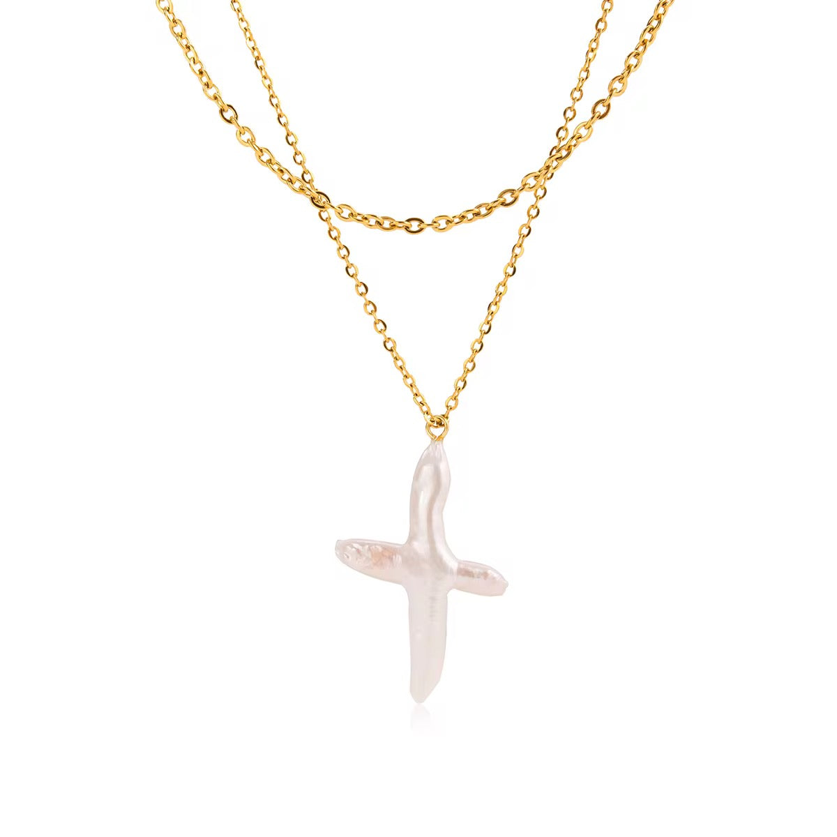 Maris Pearl Cross Necklace