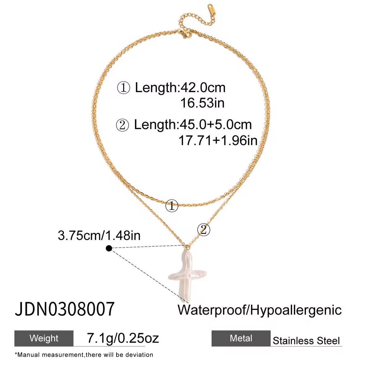 Maris Pearl Cross Necklace