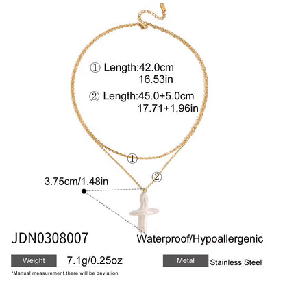 Maris Pearl Cross Necklace