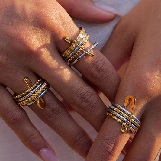Safety Pin Stackable Ring