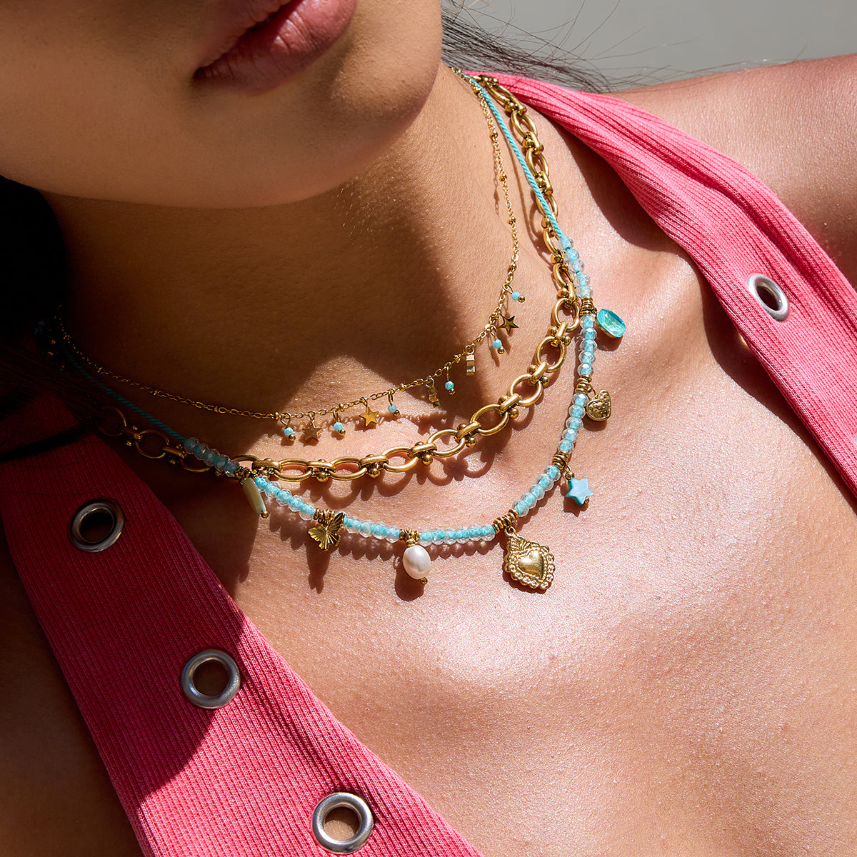 Mini Heart Charm Choker Necklace