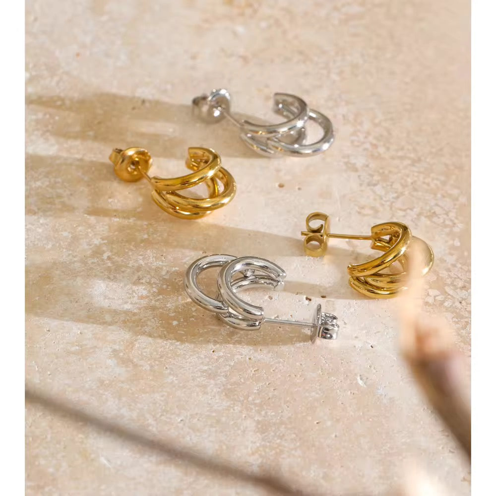 Trio Orbit Huggie Earrings