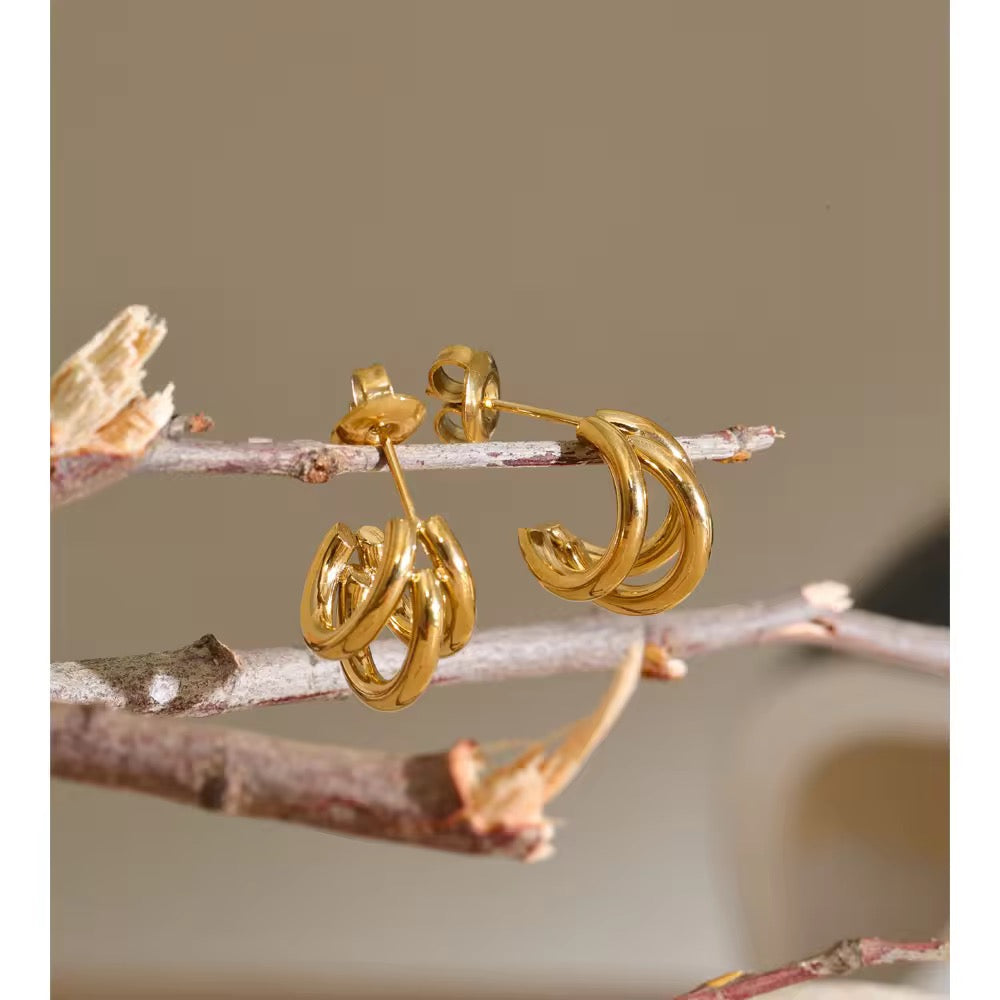 Trio Orbit Huggie Earrings